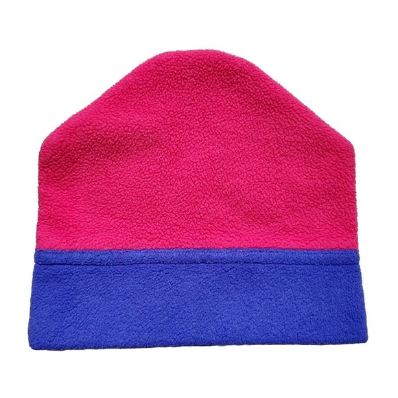 Vintage Patagonia Hat Synchilla Fleece Beanie Patterned Red Blue 1990s Logo EUC